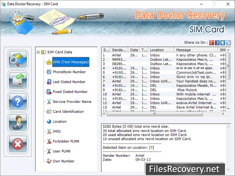 SIM card missing SMS recovery software restores damaged SMS contact information