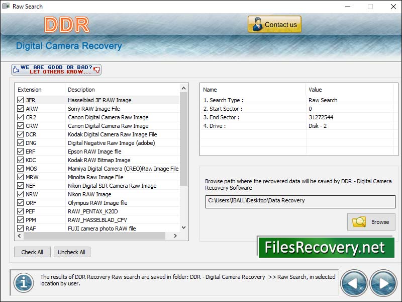 Camera Photo Files Recovery Software screenshot