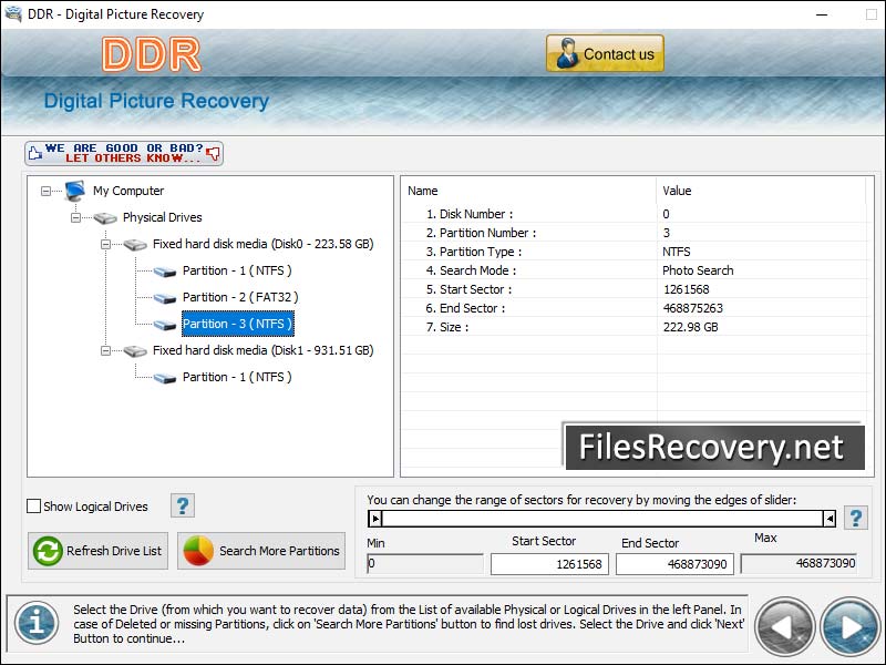 Screenshot of Deleted Pictures Recovery Software