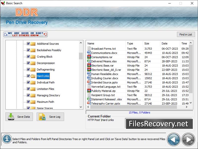 Screenshot of Files Recovery Pen Drive