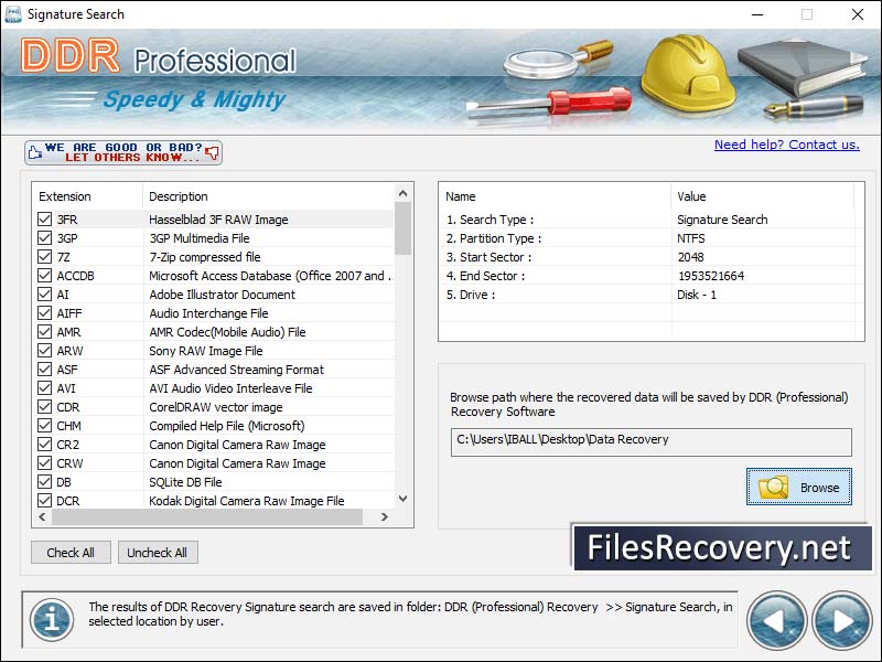 Screenshot of File Recovery